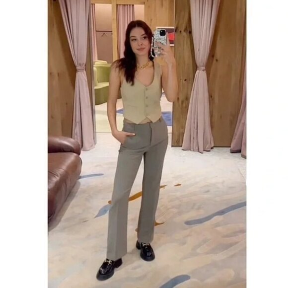 Aritzia Babaton Publish Pant High Waisted Boot Cut Mocha Tan Brown Size 4 - Picture 3 of 11